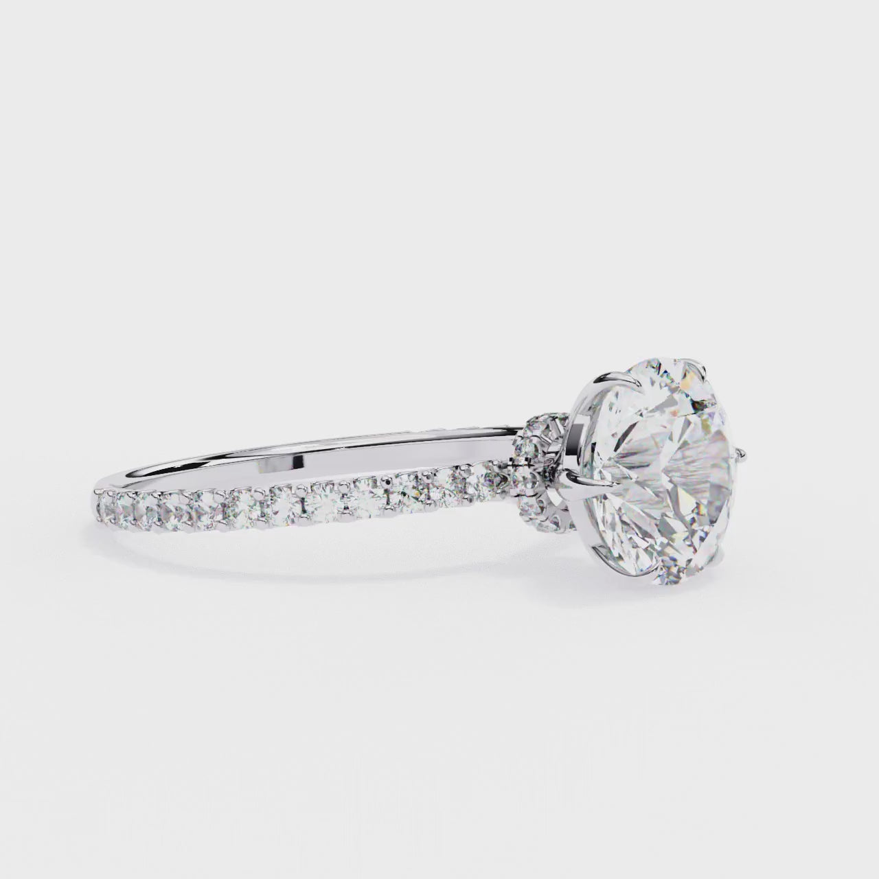 2.50ct Cushion Cut Lab-Grown Diamond Engagement Ring | Pavé Shank & Hidden Pavé Gallery