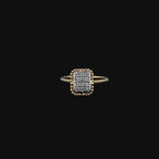 Gold-Plated (Vermeil) Lab-Grown Diamond Emerald-Shaped Cluster Ring with Milgrain VR250145