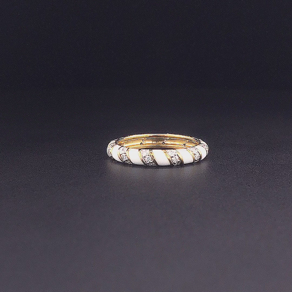 Gold-Plated (Vermeil) Lab-Grown Diamond & Enamel Full Eternity Stackable Ring VR250482