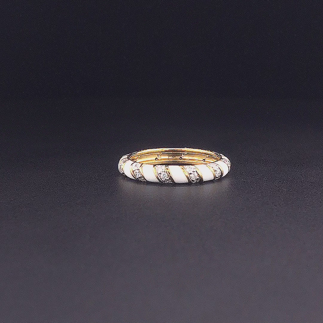 Gold-Plated (Vermeil) Lab-Grown Diamond & Enamel Full Eternity Stackable Ring VR250482