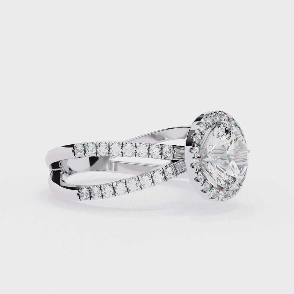 1.50ct Round Brilliant Lab-Grown Diamond Ring | Pavé Halo & Pavé Shank | VR260048