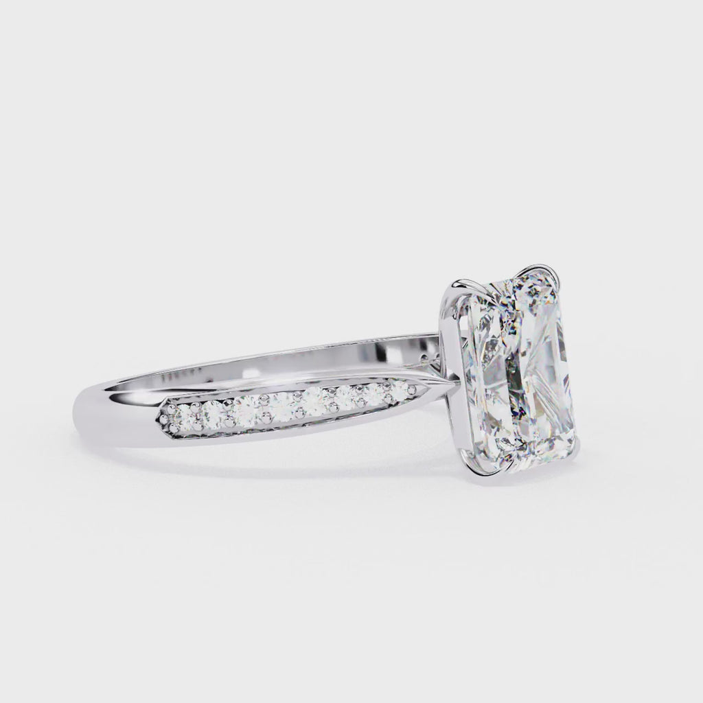 Radiant-Cut Lab-Grown Diamond Solitaire Ring | Pavé Bridge, Gallery & Shank | VR260070
