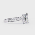 Radiant-Cut Lab-Grown Diamond Solitaire Ring | Pavé Bridge, Gallery & Shank | VR260070