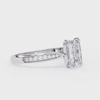 Emerald-Cut Lab-Grown Diamond Solitaire Ring | Pavé Bridge, Gallery & Shank | VR260069