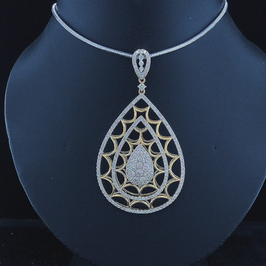 Pear-Shaped Filigree Pendant - Gold-Plated (Vermeil) Lab-Grown Diamonds | VP220242