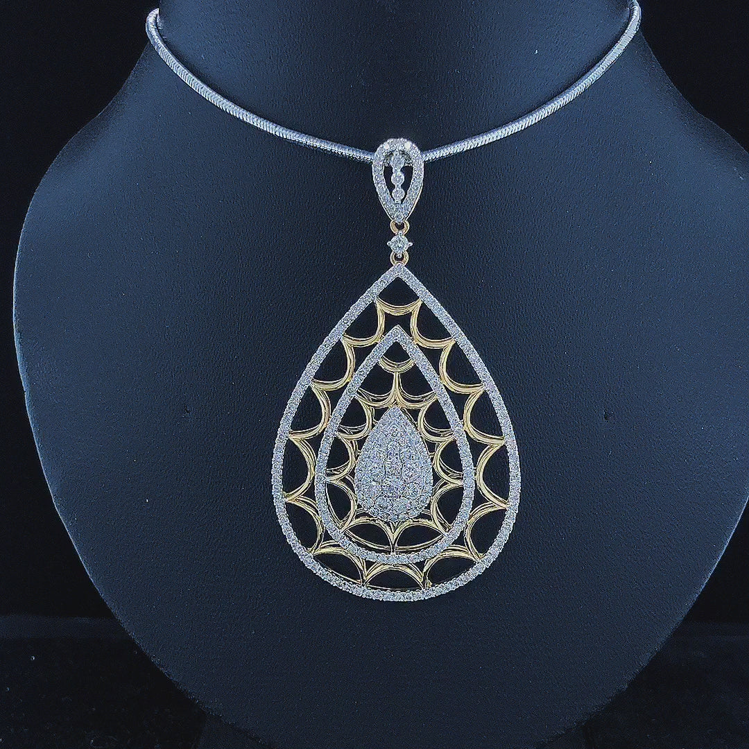Pear-Shaped Filigree Pendant - Gold-Plated (Vermeil) Lab-Grown Diamonds | VP220242