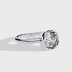 Cushion-Cut Lab-Grown Diamond Bezel Solitaire Ring | Plain Shank | VR260073
