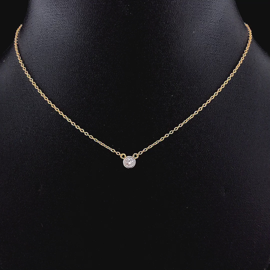 Mini Bezel-Set Diamond Pendant - Gold-Plated (Vermeil) Lab-Grown Diamond | VP250073A