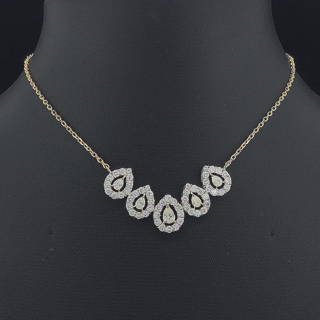 Five-Stone Pear Halo Necklace - Gold-Plated (Vermeil) Lab-Grown Diamonds | VP250320