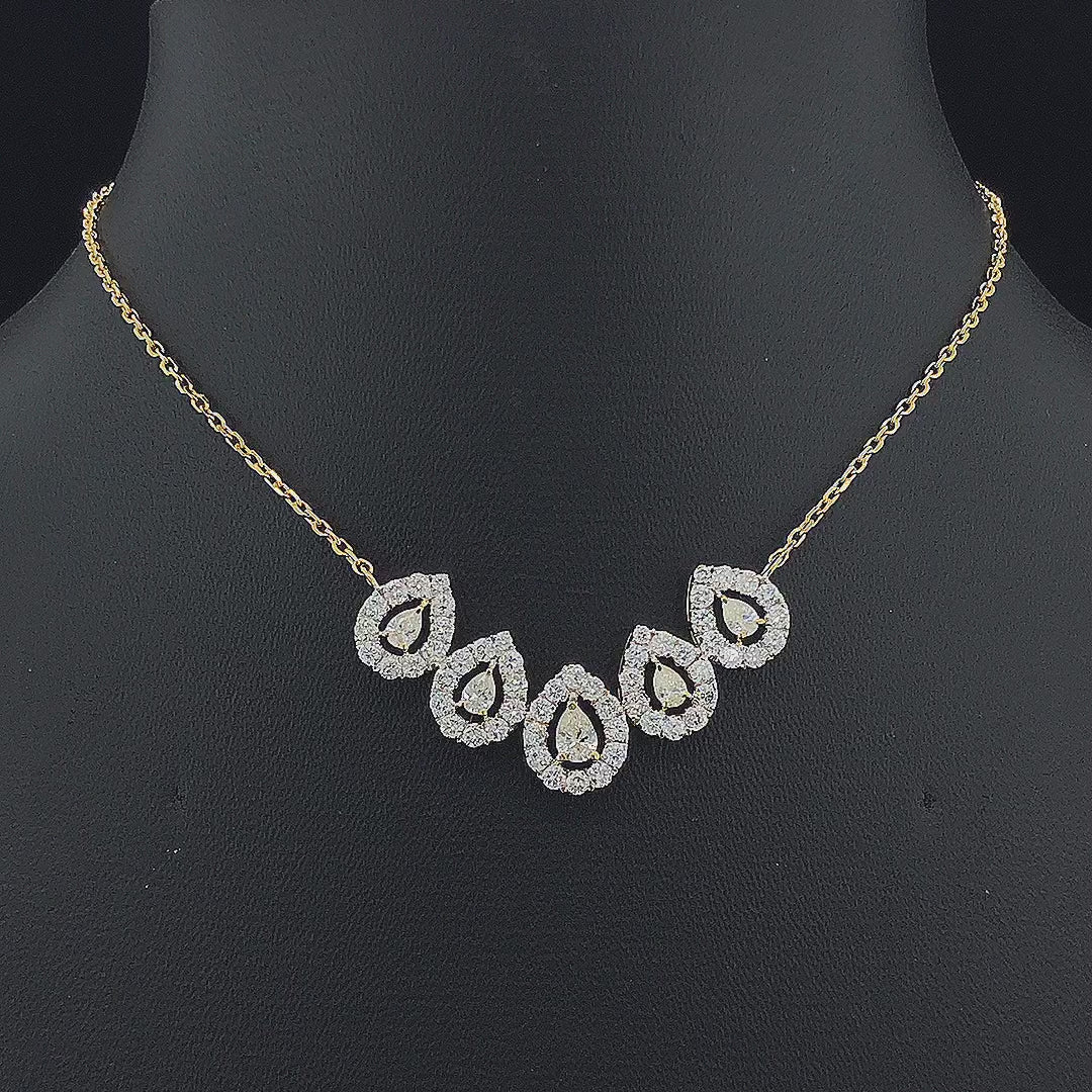 Five-Stone Pear Halo Necklace - Gold-Plated (Vermeil) Lab-Grown Diamonds | VP250320