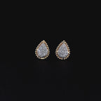 Pear-Shaped Pavé Stud Earrings with Beaded Border - Gold-Plated (Vermeil) Lab-Grown Diamonds | VE250095