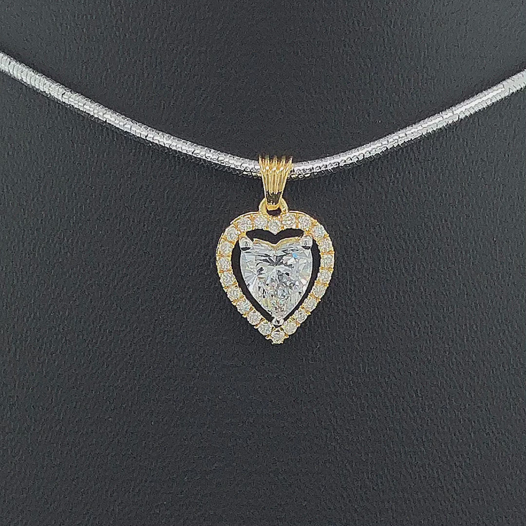 Heart-Shaped Diamond Halo Pendant - Gold-Plated (Vermeil) Lab-Grown Diamonds | VP250332