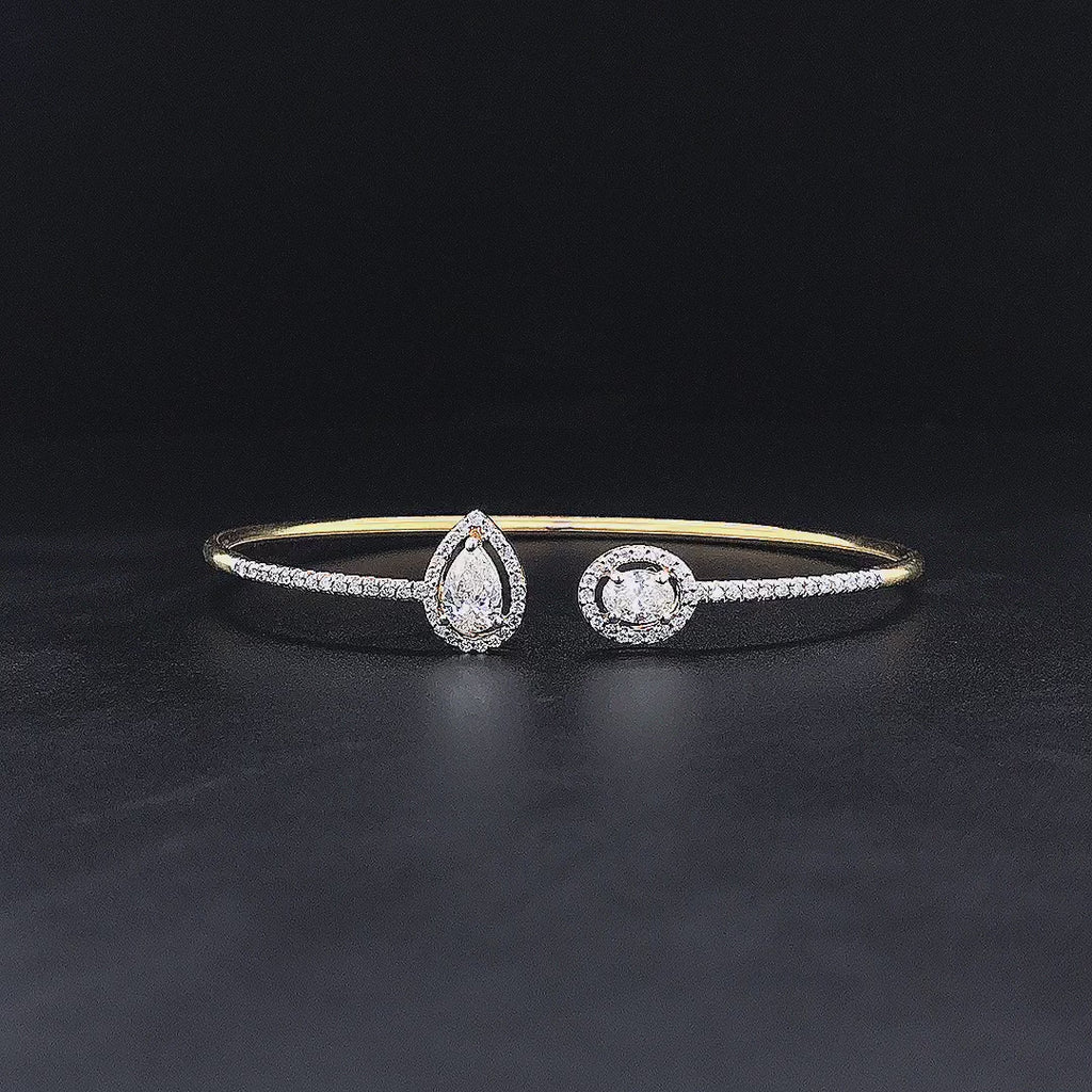 Mixed-Shape Halo Flexi Bangle -Gold-Plated (Vermeil) Lab-Grown Diamonds | VBN230363