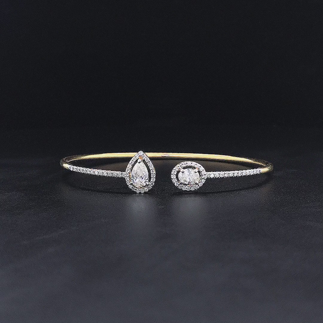 Mixed-Shape Halo Flexi Bangle -Gold-Plated (Vermeil) Lab-Grown Diamonds | VBN230363