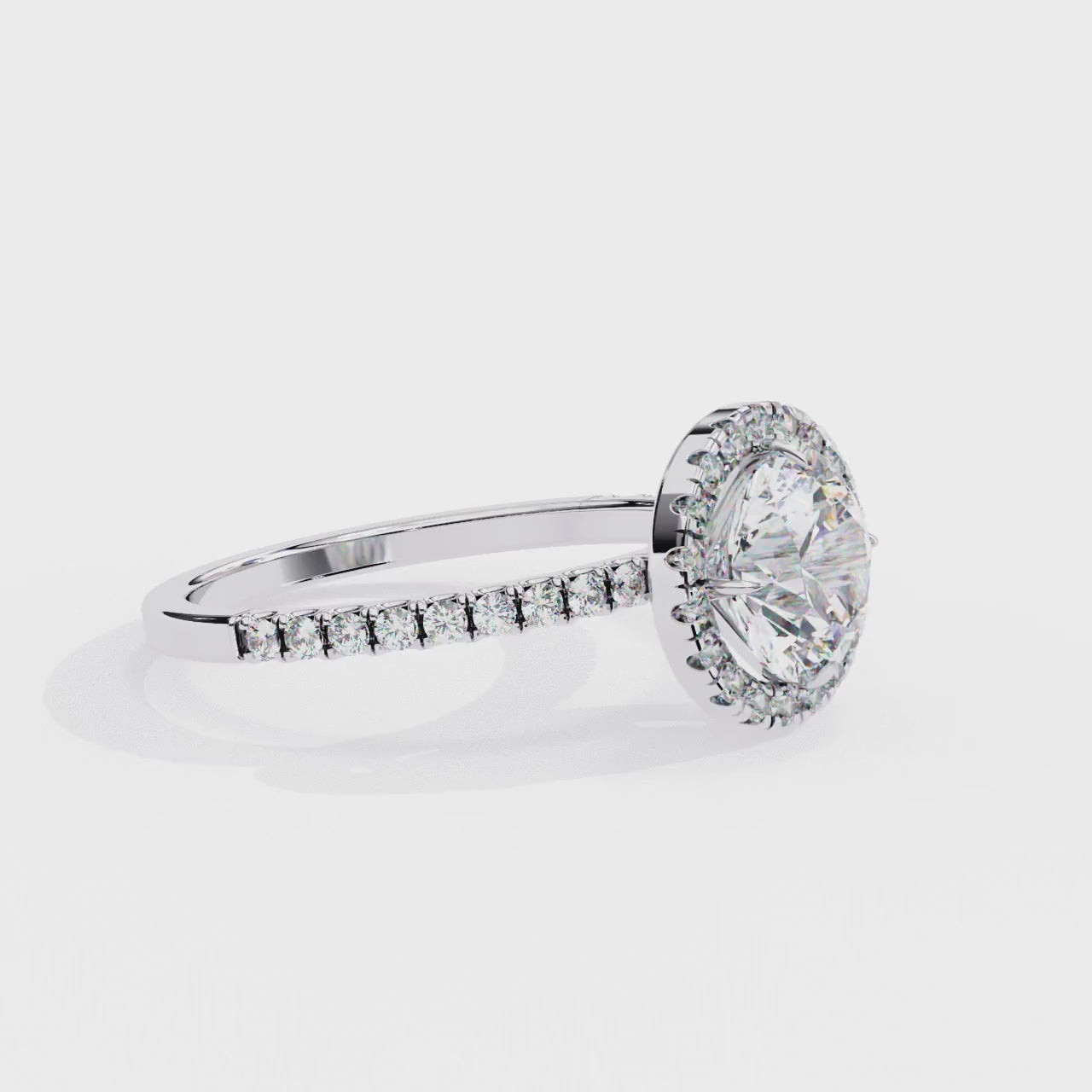 1.50ct Round Brilliant Lab-Grown Diamond Halo Engagement Ring | Two-Tone Pavé Halo & Diamond Shank