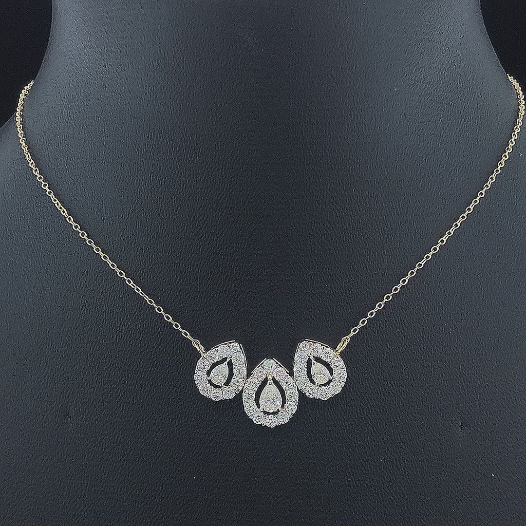 Triple Pear Halo Necklace - Gold-Plated (Vermeil) Lab-Grown Diamonds | VP250321