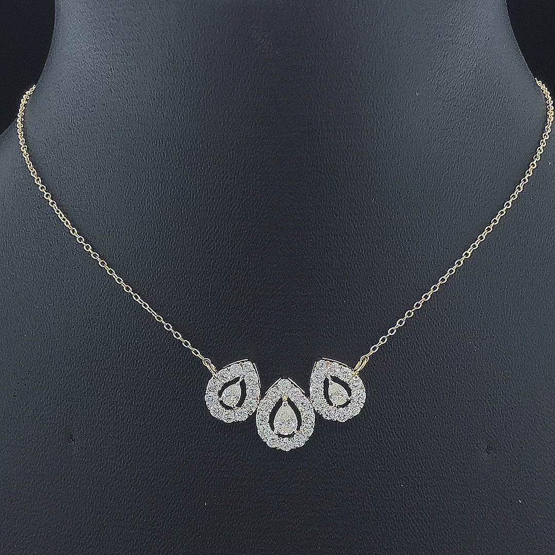 Triple Pear Halo Necklace - Gold-Plated (Vermeil) Lab-Grown Diamonds | VP250321