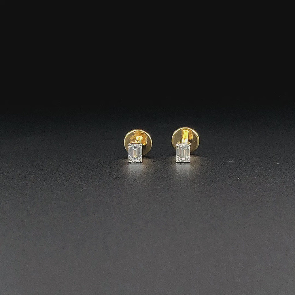 Emerald-Cut Solitaire Stud Earrings with Screw Backs - Gold-Plated (Vermeil) Lab-Grown Diamonds | VE250266