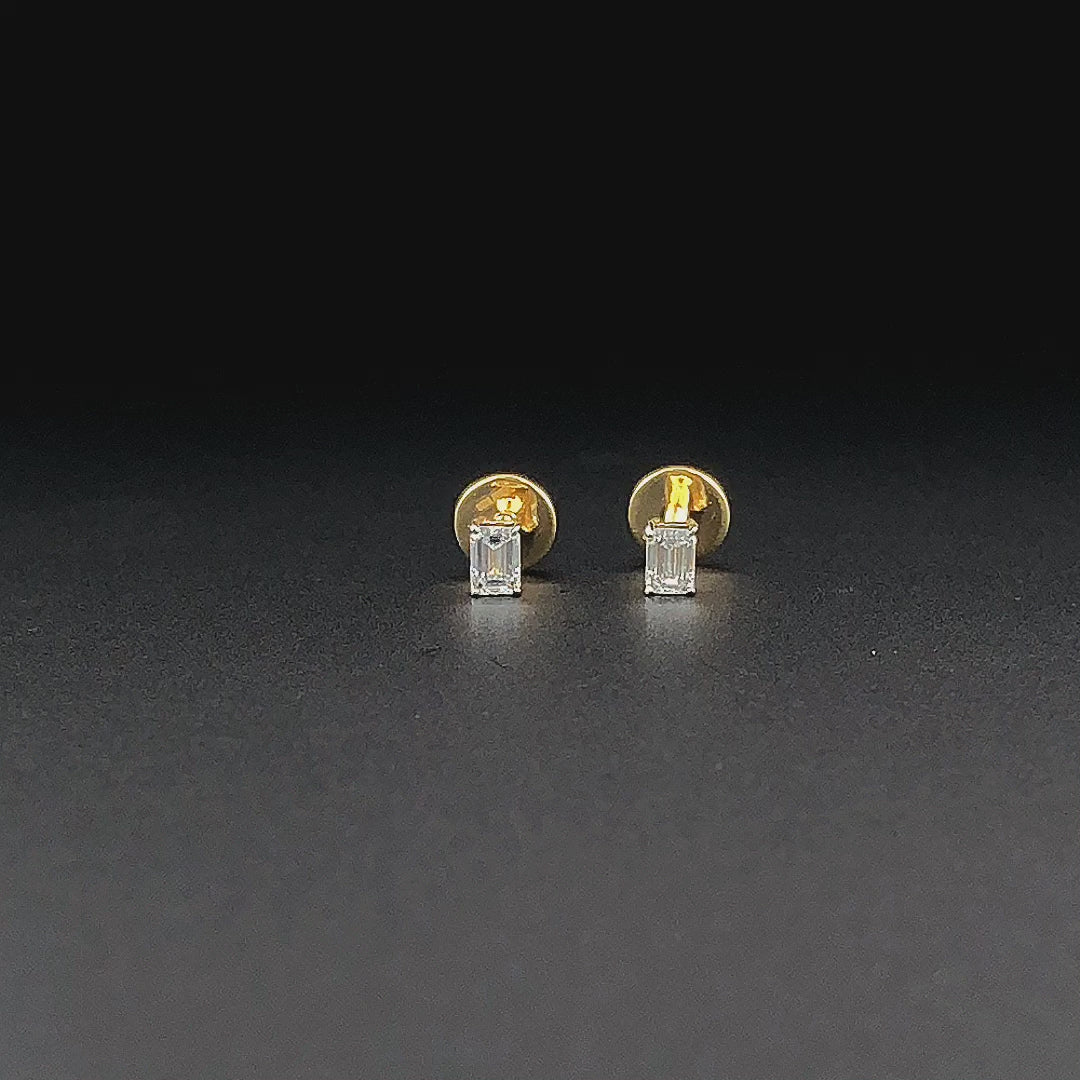 Emerald-Cut Solitaire Stud Earrings with Screw Backs - Gold-Plated (Vermeil) Lab-Grown Diamonds | VE250266