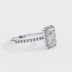2.00ct Radiant Cut Lab-Grown Diamond Halo Engagement Ring | Pavé Halo & Diamond Shank