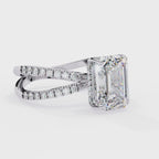 2.50ct Emerald Cut Lab-Grown Diamond Ring | Pavé Gallery & Pavé Shank | VR260037