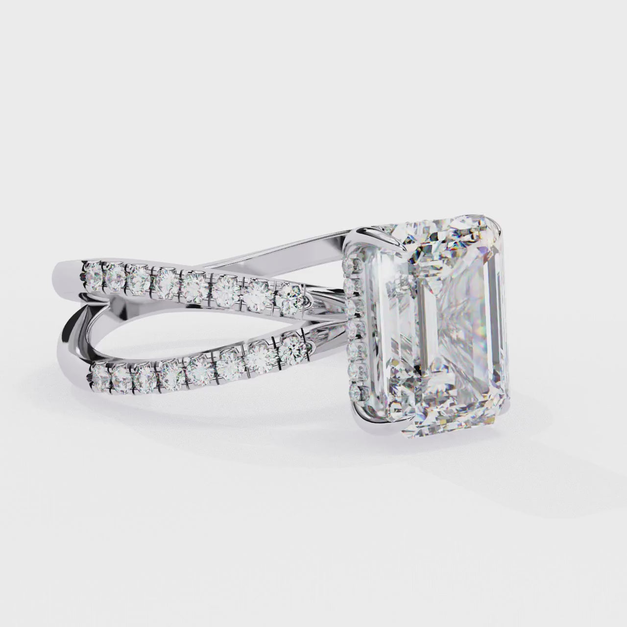 2.50ct Emerald Cut Lab-Grown Diamond Ring | Pavé Gallery & Pavé Shank | VR260037