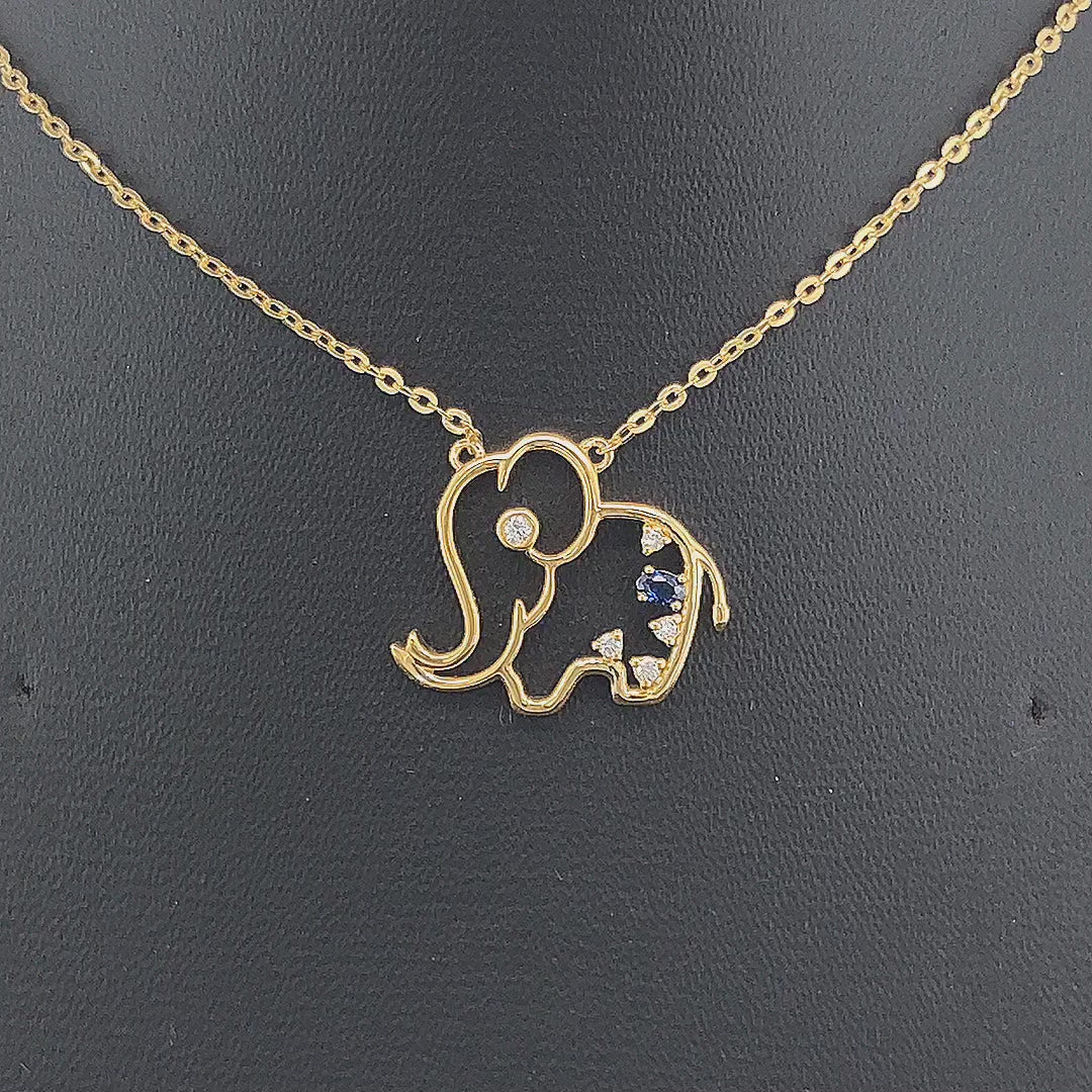 Elephant Pendant with Sapphire - Gold-Plated (Vermeil) Lab-Grown Diamonds | VP250375