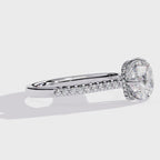 Cushion-Cut Lab-Grown Diamond Solitaire Ring | Pavé Shank & Hidden Halo Gallery | VR260077