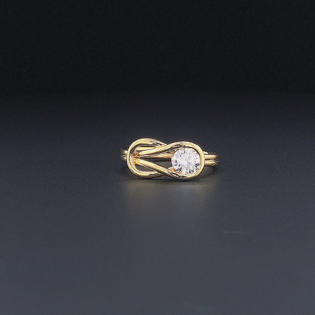 Gold-Plated (Vermeil) Lab-Grown Diamond Infinity Knot Solitaire Ring VR250090