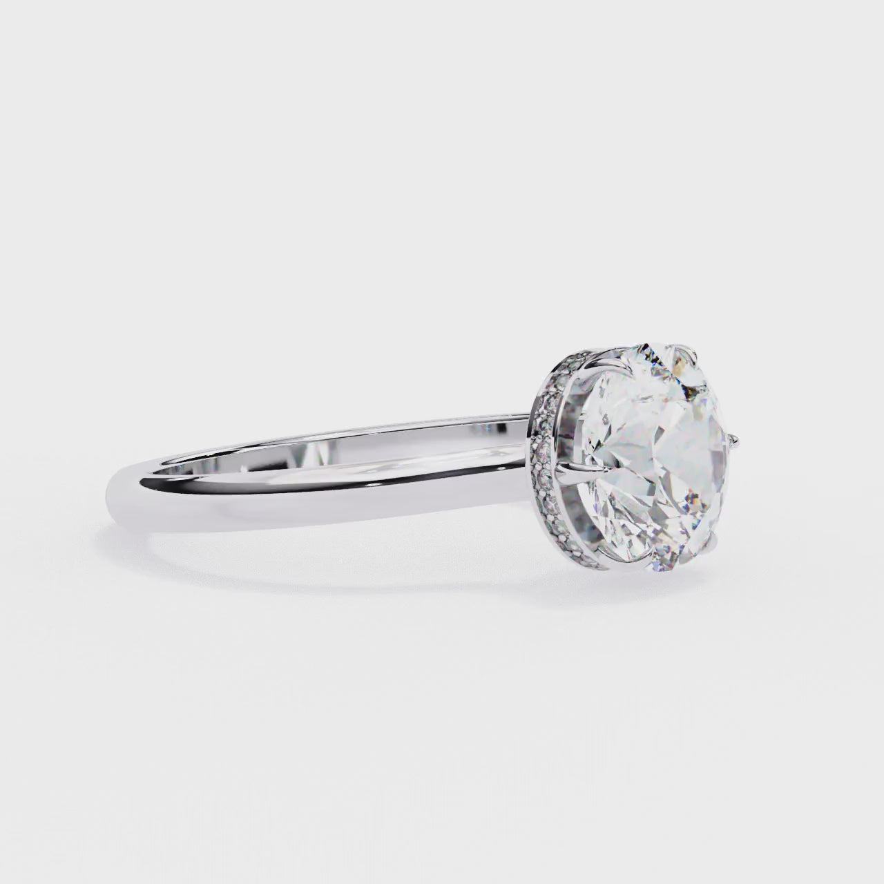 2.25ct Round Brilliant Lab-Grown Diamond Engagement Ring | Hidden Pavé Gallery