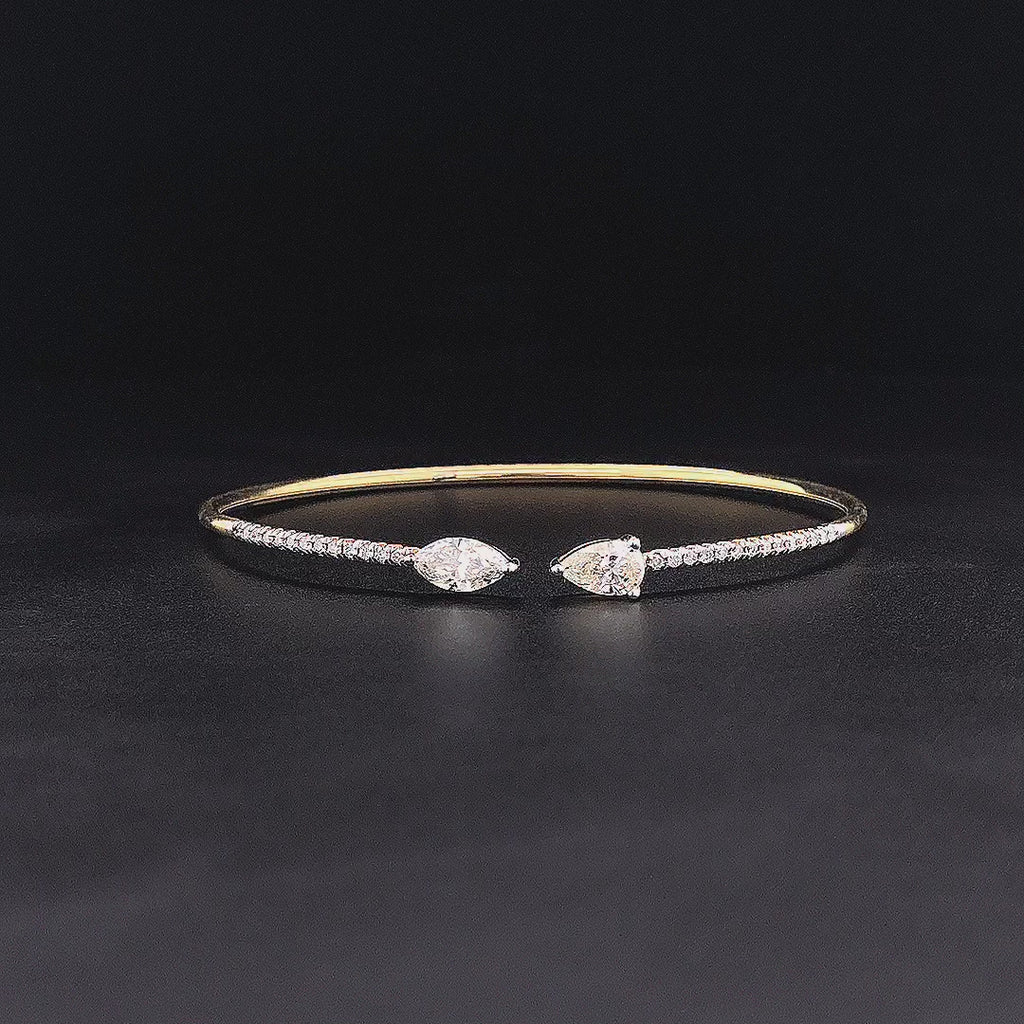 Pear-Shaped Diamond Flexi Bangle -  Gold-Plated (Vermeil) Lab-Grown Diamonds | VBN230358
