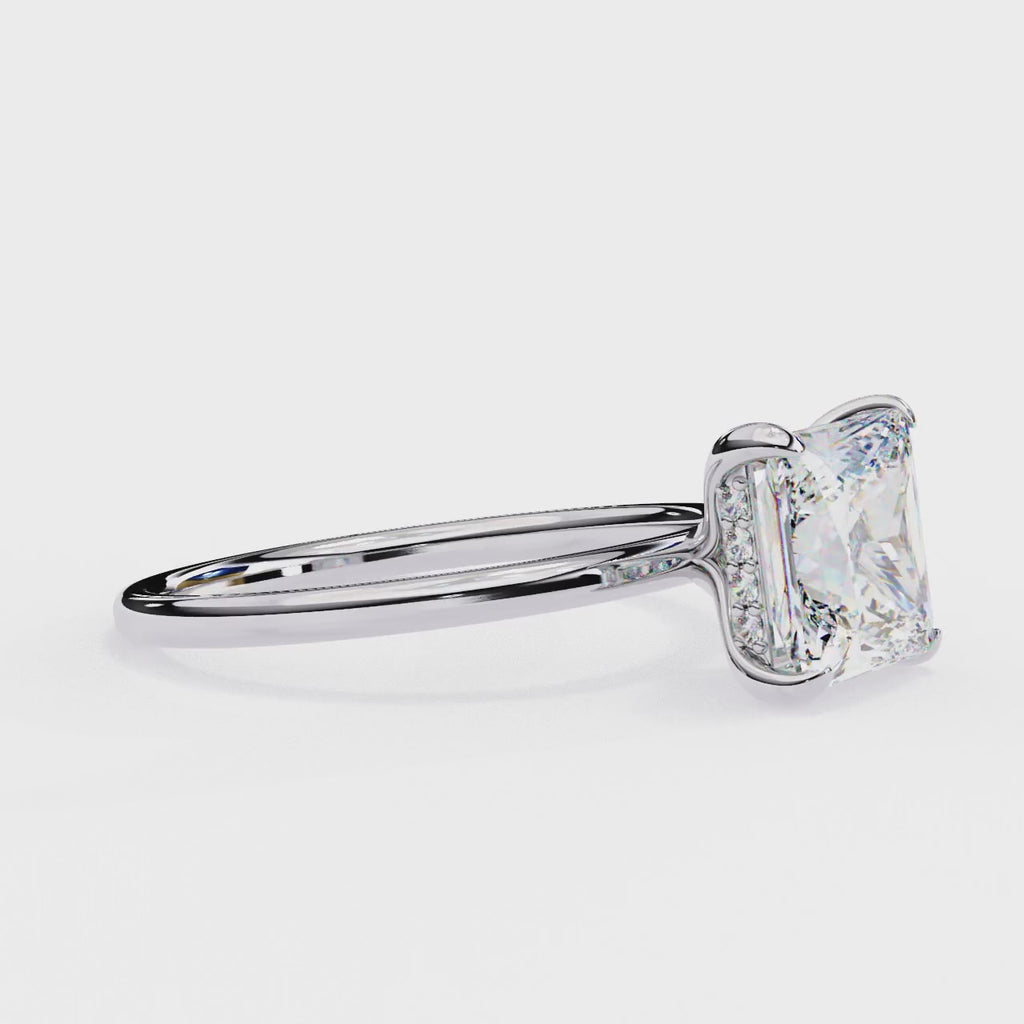 Princess-Cut Lab-Grown Diamond Solitaire Ring | Pavé Gallery & Plain Shank | VR260090