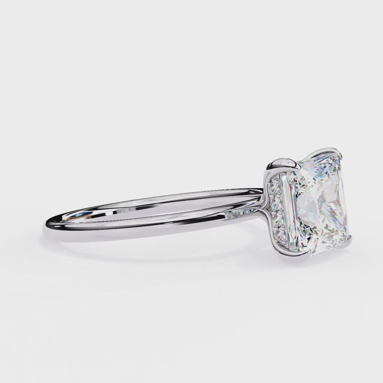 Princess-Cut Lab-Grown Diamond Solitaire Ring | Pavé Gallery & Plain Shank | VR260090