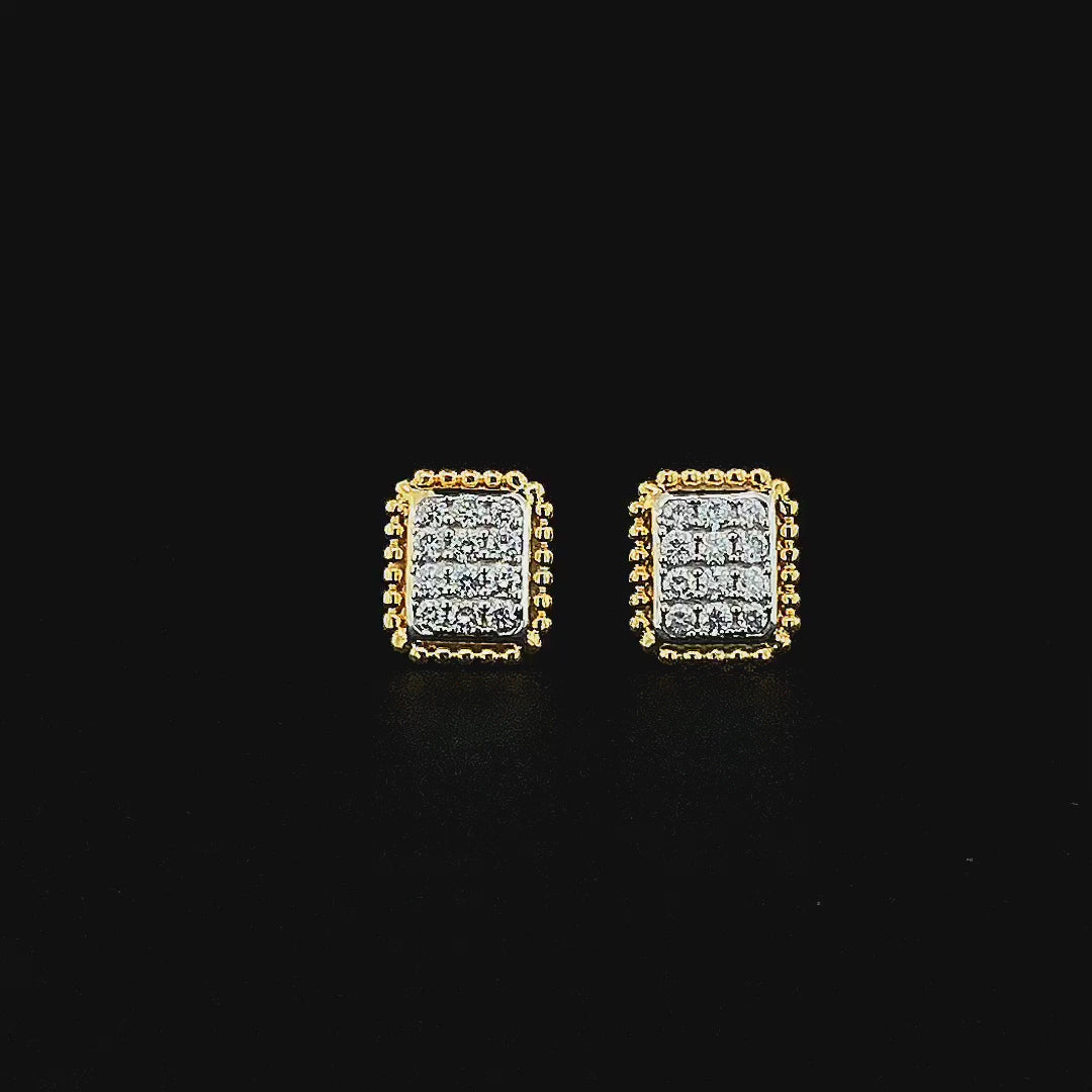 Rectangular Cluster Stud Earrings - Gold-Plated (Vermeil) Lab-Grown Diamonds | VE250097