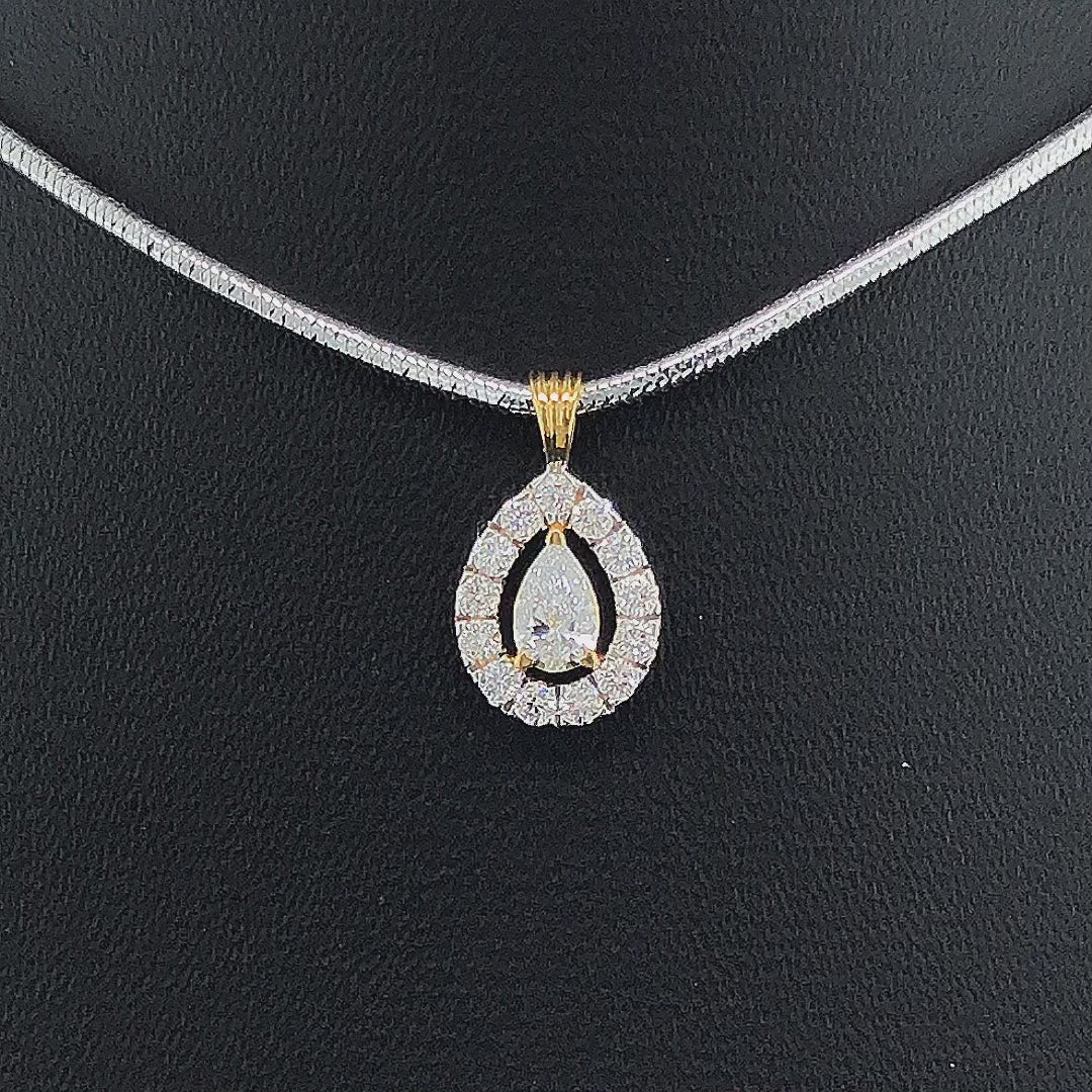 Pear-Shaped Halo Diamond Pendant - Gold-Plated (Vermeil) Lab-Grown Diamonds | VP250278