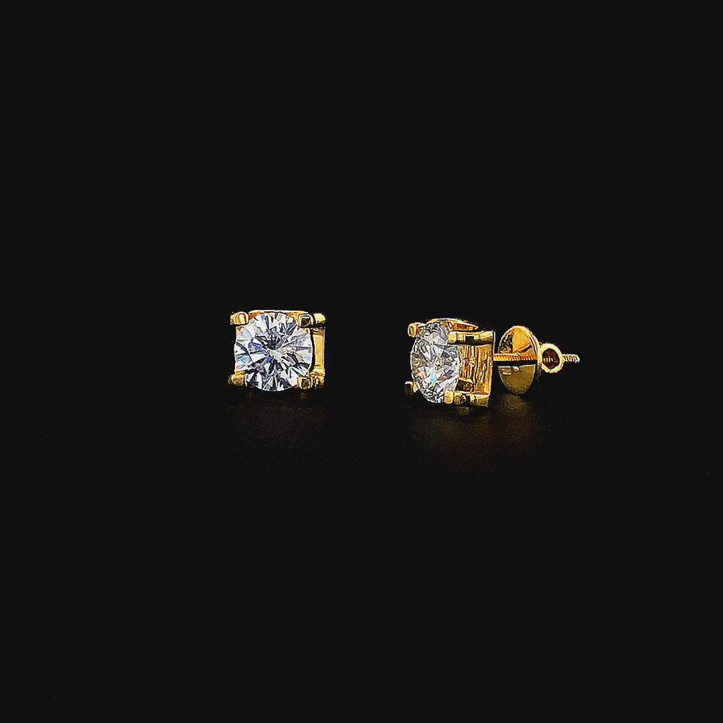 Round Solitaire Stud Earrings - Gold-Plated (Vermeil) Lab-Grown Diamonds | VE250028