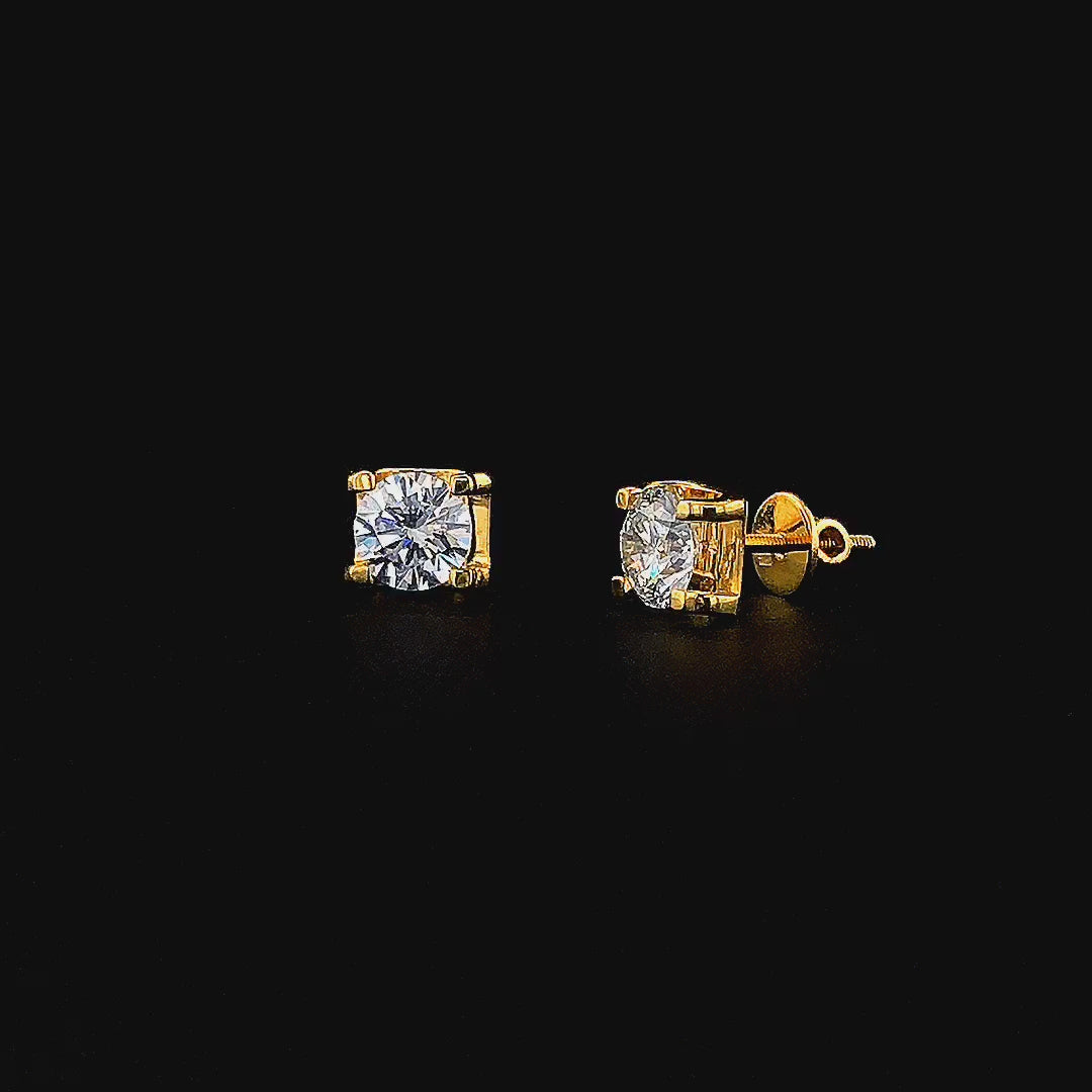Round Solitaire Stud Earrings - Gold-Plated (Vermeil) Lab-Grown Diamonds | VE250028