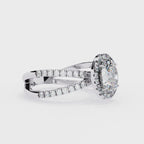 1.00ct Oval Cut Lab-Grown Diamond Ring | Pavé Halo & Pavé Shank | VR260049