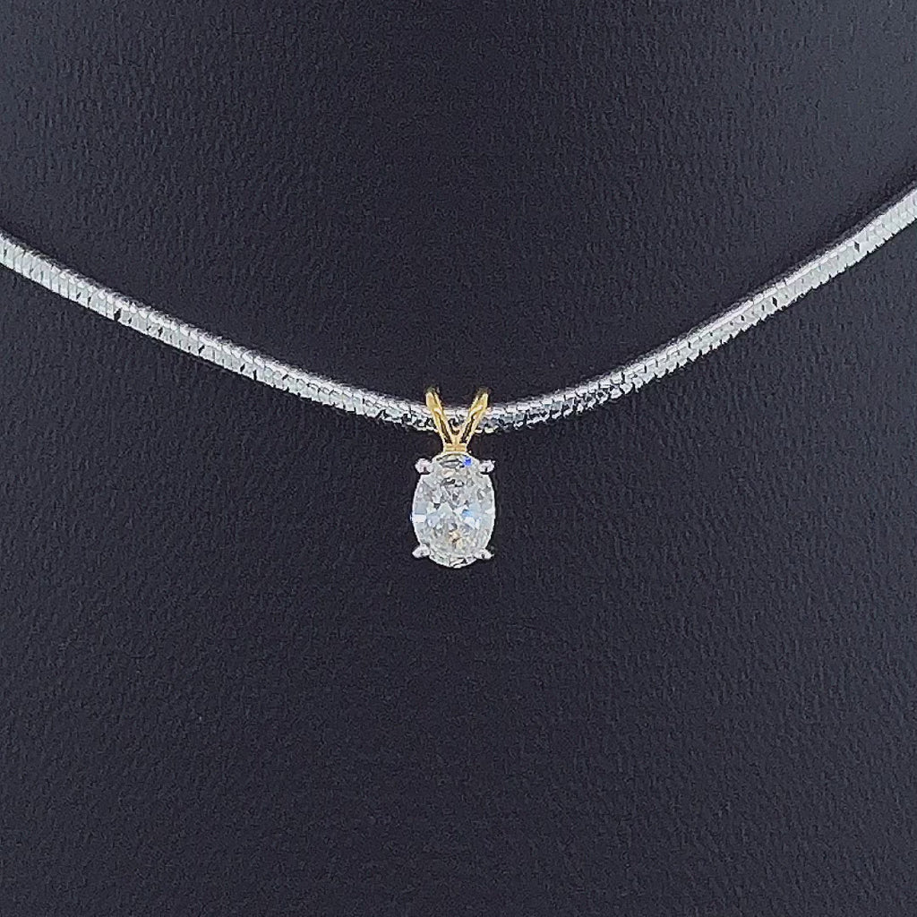 Oval Solitaire Diamond Pendant -Gold-Plated (Vermeil) Lab-Grown Diamond | VP250253