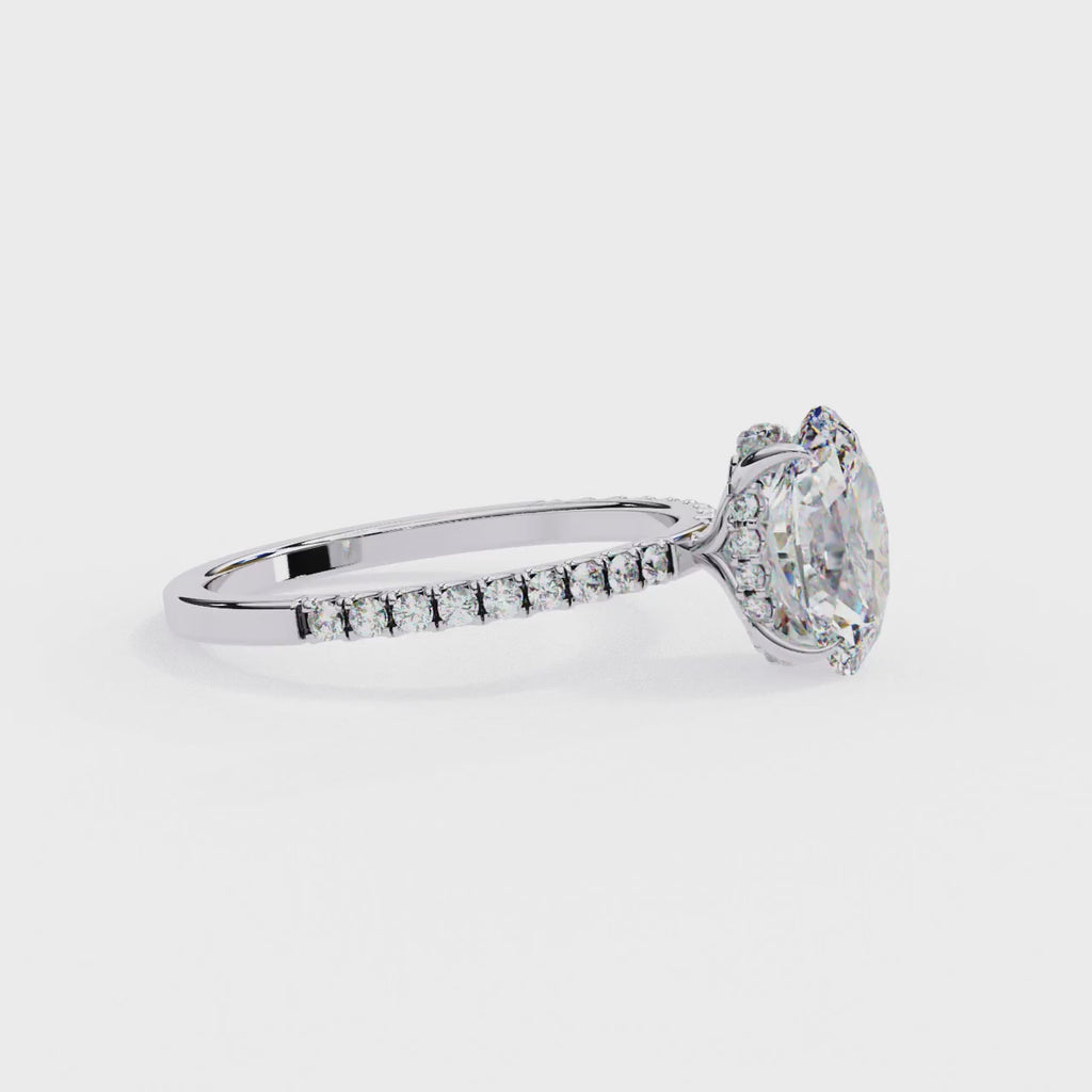 1.25ct Oval Cut Lab-Grown Diamond Engagement Ring | 18K Gold Vermeil Pavé