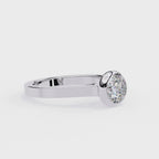 Round-Cut Lab-Grown Diamond Bezel Solitaire Ring | Plain Gold Shank | VR260078