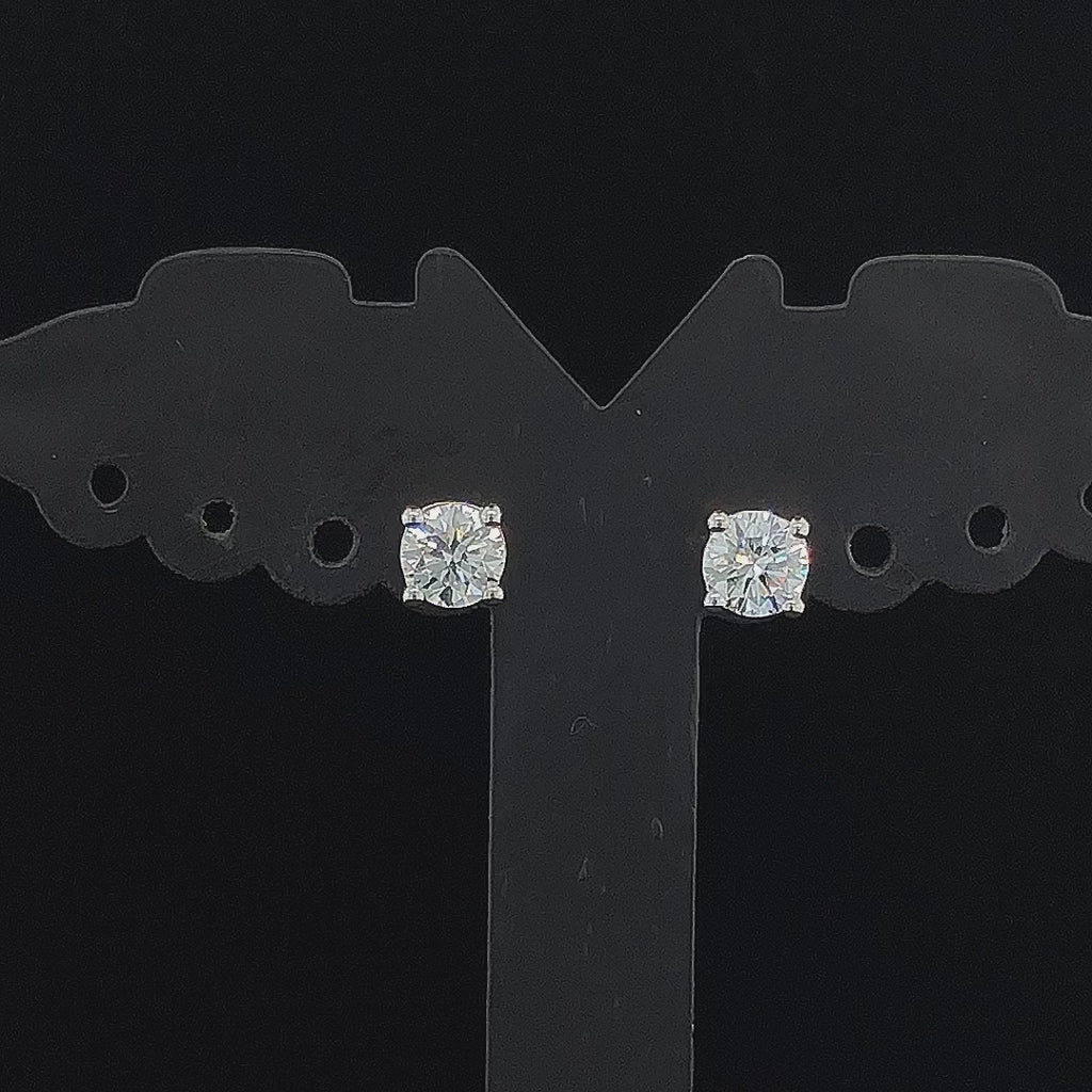 Round Solitaire Stud Earrings - Gold-Plated (Vermeil) Lab-Grown Diamonds | VE250352