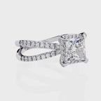 Princess-Cut Lab-Grown Diamond Halo Ring | Pavé Split Shank | VR260062