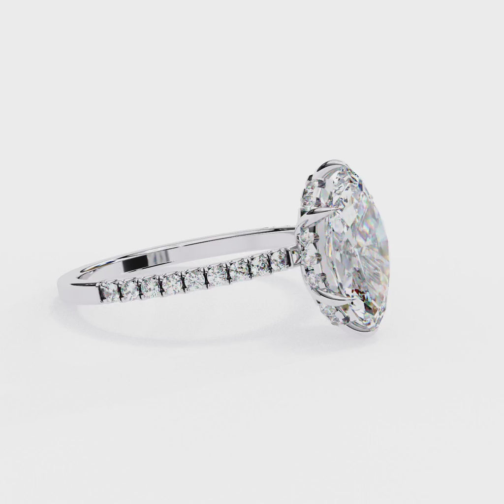 1.50ct Marquise Cut Lab-Grown Diamond Engagement Ring | 18K Gold Vermeil Pavé
