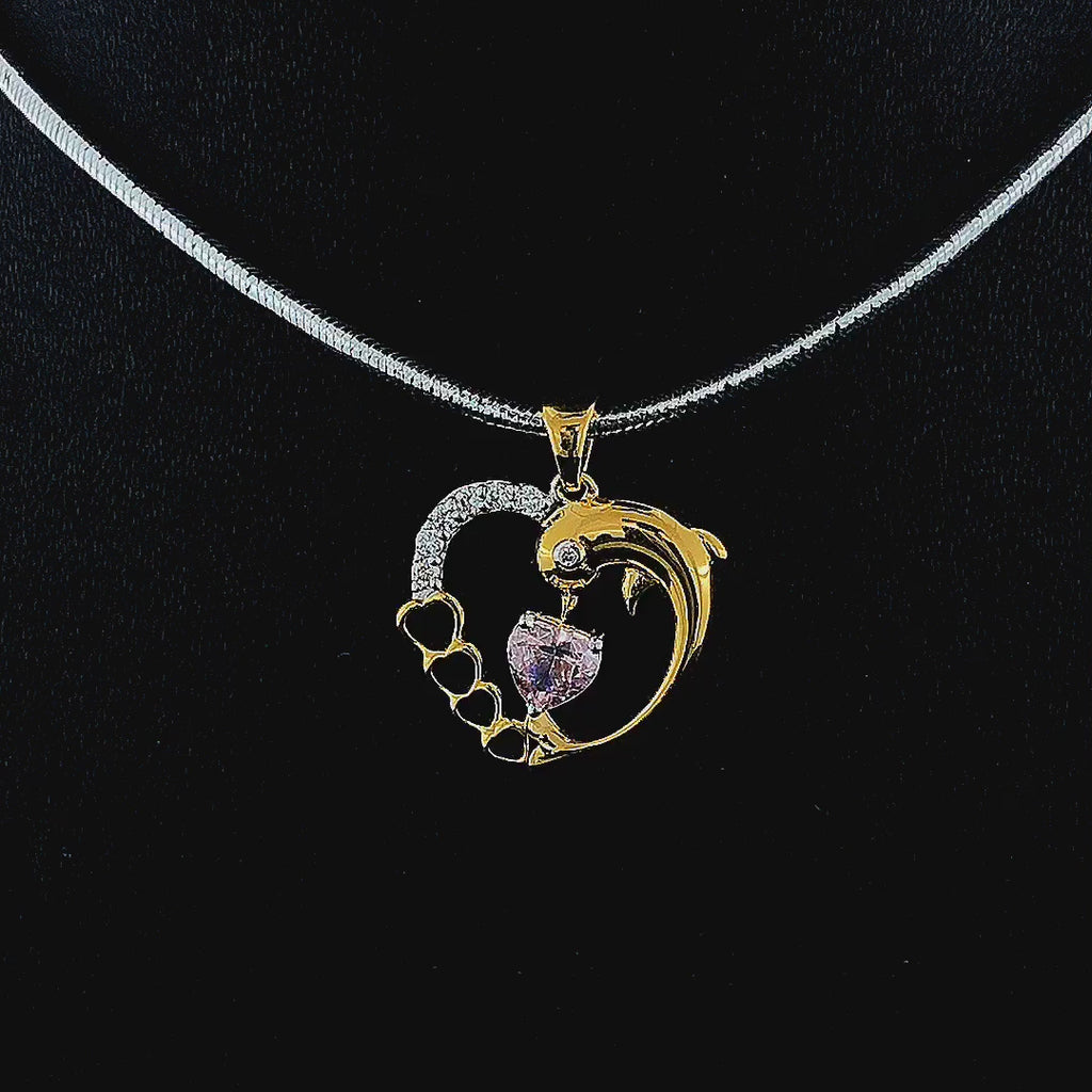 Dolphin Heart Pendant - Gold-Plated (Vermeil) Lab-Grown Diamonds | VP250152