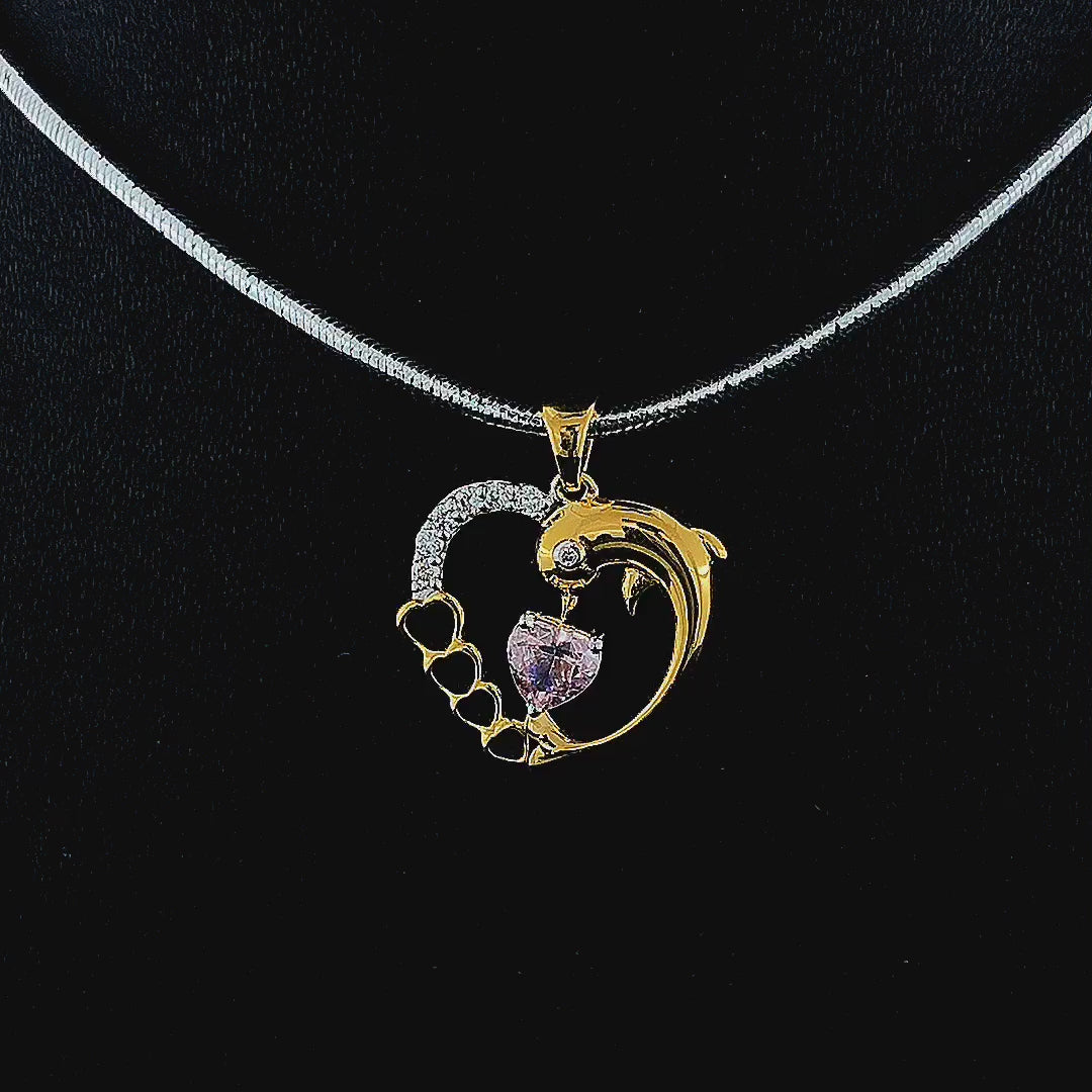 Dolphin Heart Pendant - Gold-Plated (Vermeil) Lab-Grown Diamonds | VP250152