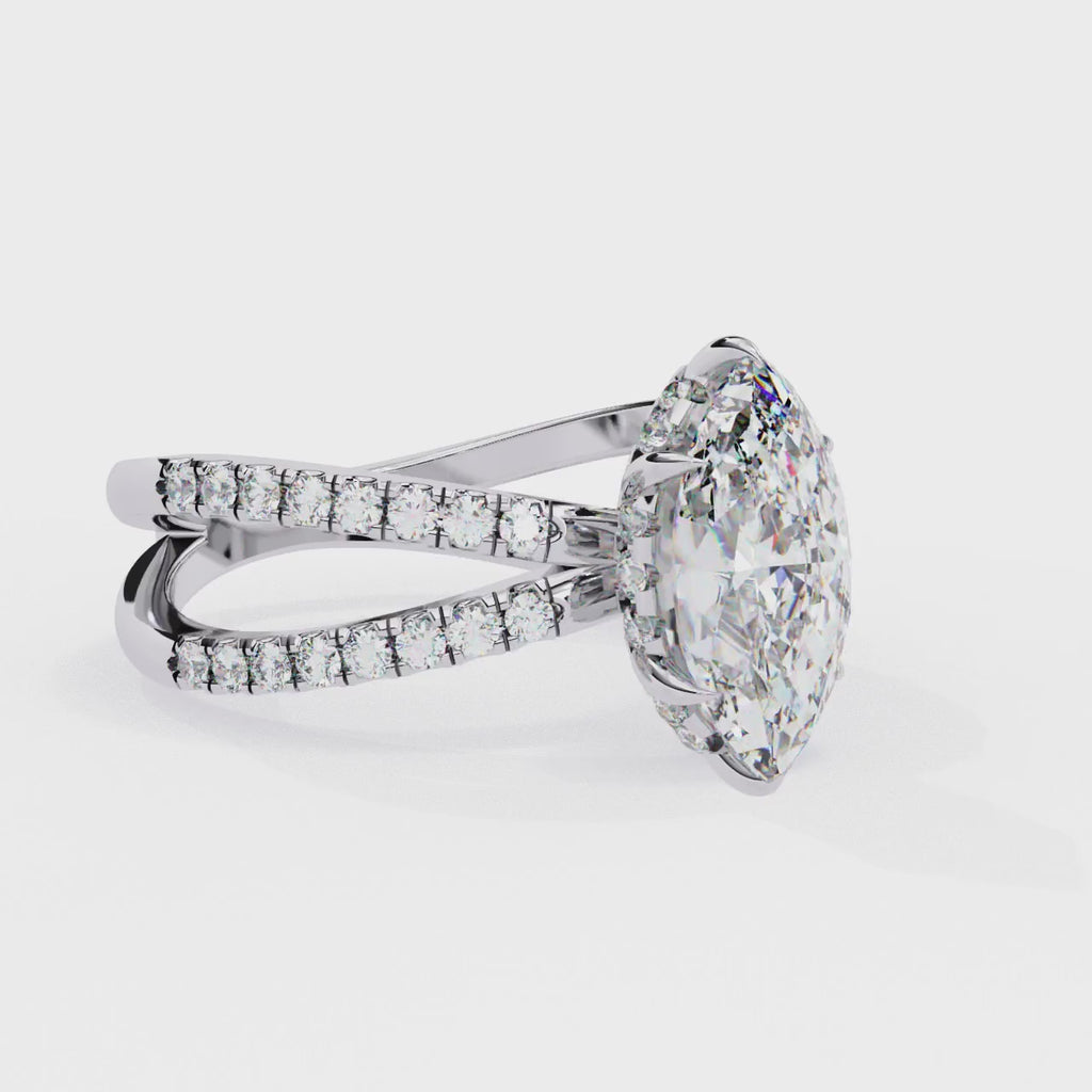 1.50ct Marquise Cut Lab-Grown Diamond Ring | Pavé Gallery & Pavé Shank | VR260035