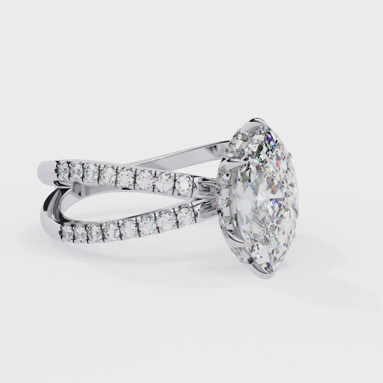 1.50ct Marquise Cut Lab-Grown Diamond Ring | Pavé Gallery & Pavé Shank | VR260035