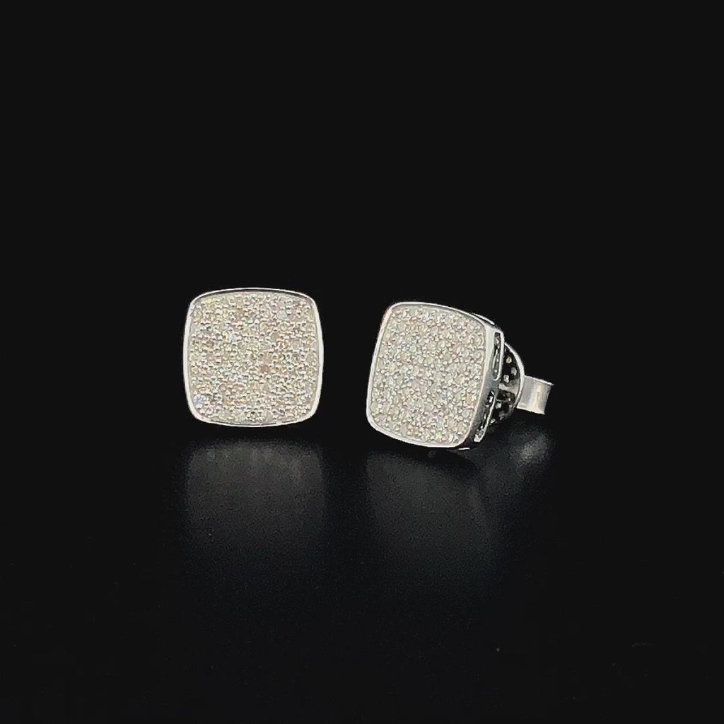 Cushion-Shaped Pavé Stud Earrings - Gold-Plated (Vermeil) Lab-Grown Diamonds | VE232304