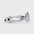 1.50ct Pear Cut Lab-Grown Diamond Ring | Pavé Gallery & Pavé Shank | VR260045